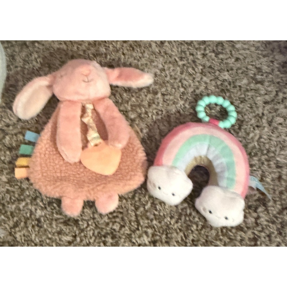 Itzy Ritzy & Douglas Baby Pink Lovey Bunny & Plush Rainbow